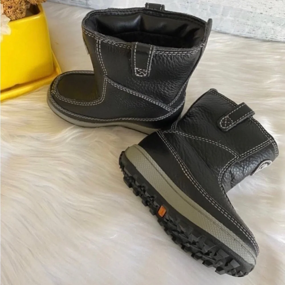 Timberland Leather Children Unisex Pull On Black Boots Size 5M